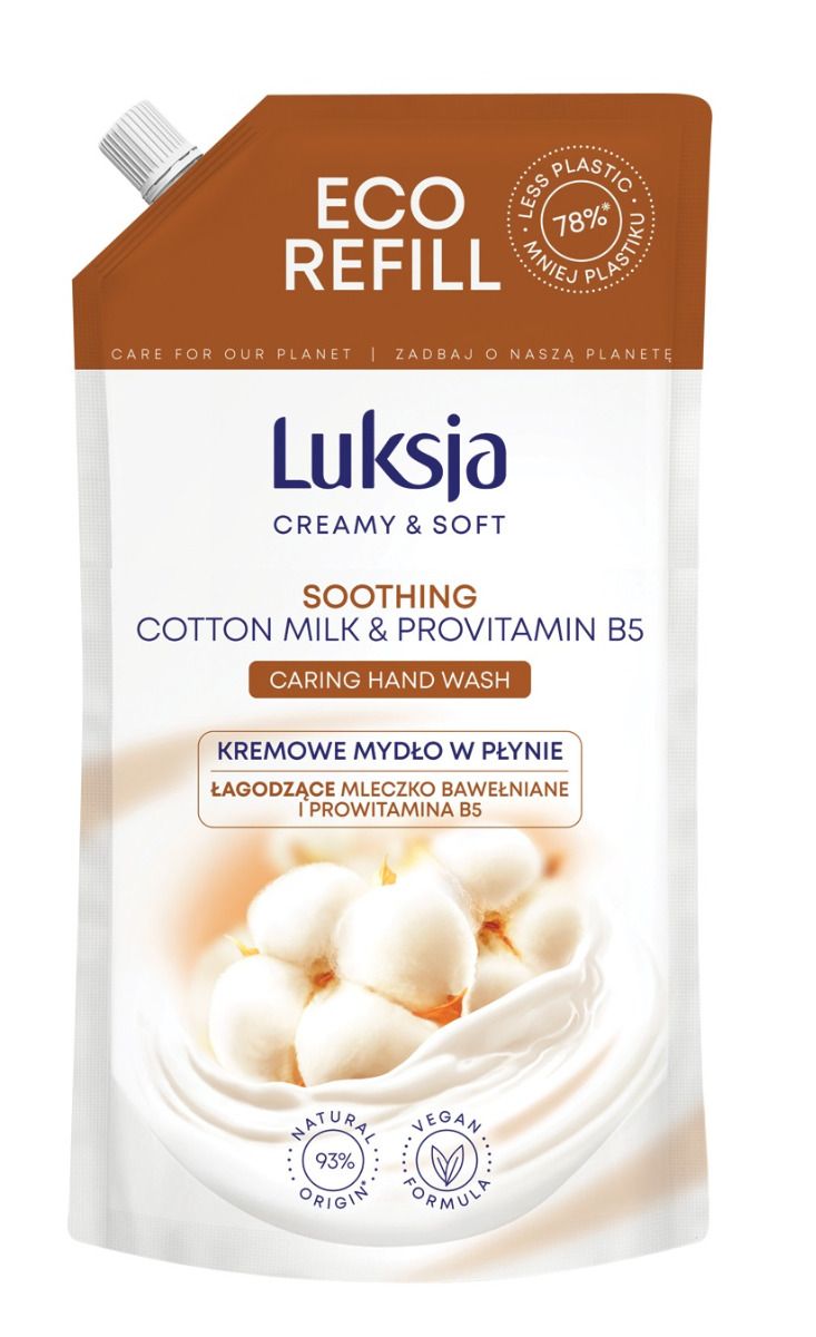 цена Luksja Creamy & Soft Mleczko Bawełniane i Prowitamina B5 заправка - жидкое мыло, 900 ml