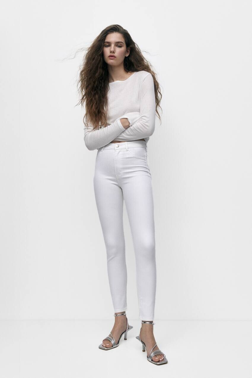 

Джеггинсы с завышенной талией Pull&Bear, белый
