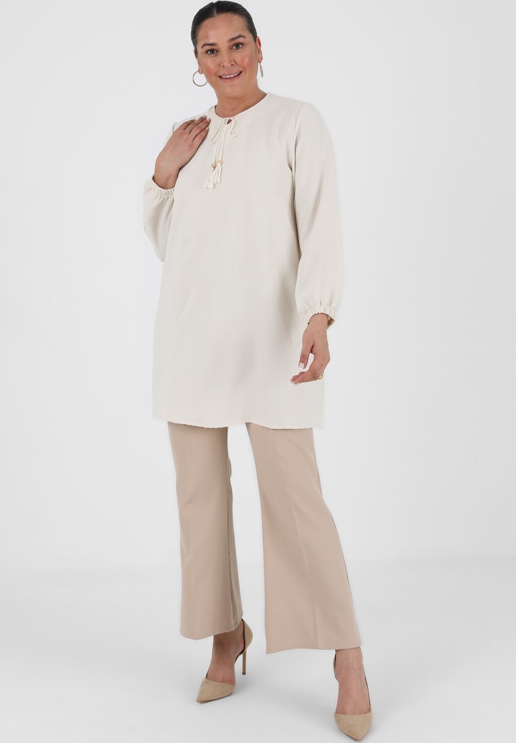 

Туника Crew Neck Plus Size Alia Modanisa, цвет grey
