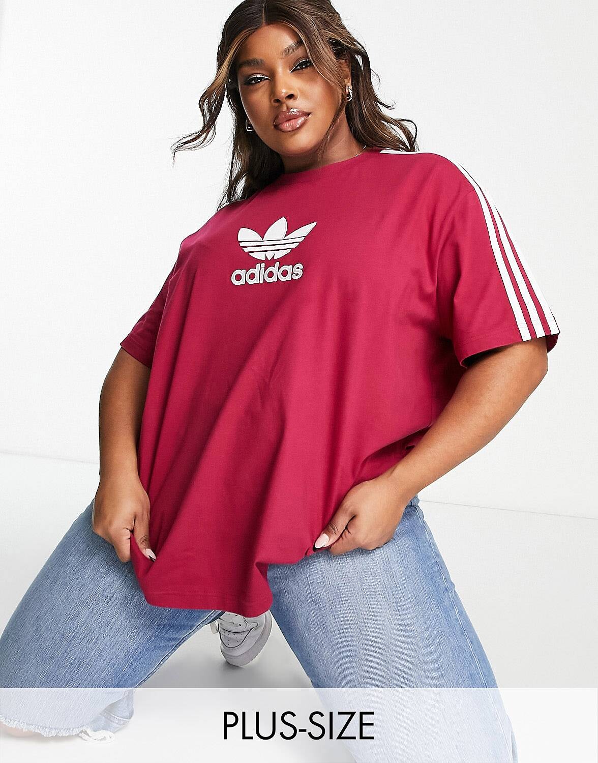 

Темно-бордовая футболка adidas Originals Plus 'centre stage'