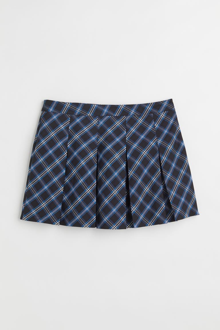 H&M+ Короткая юбка из твила, синий/клетчатый