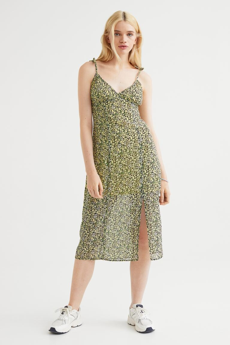 

Платье с разрезом H&M, желтый/маленькие цветы