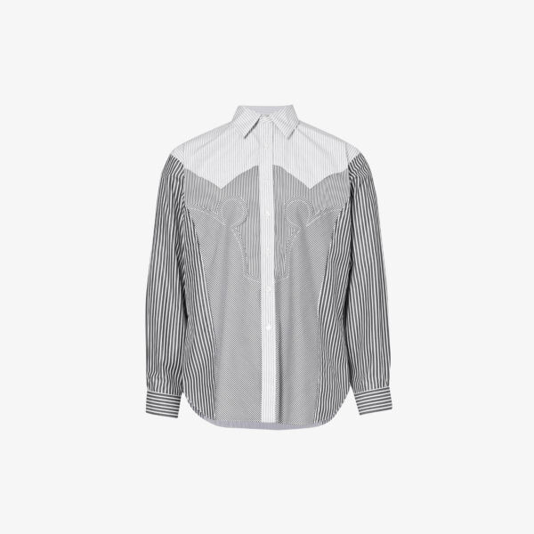 

Рубашка в полоску со вставками из смесового хлопка Maison Margiela, черный