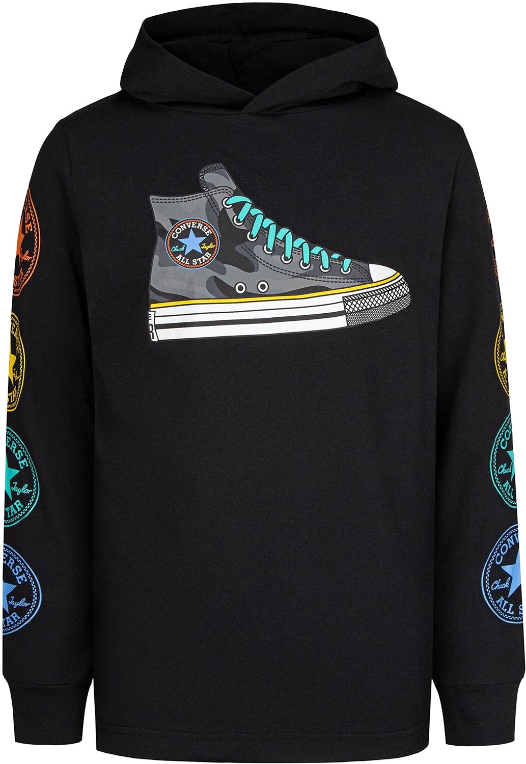 

Толстовка Converse Long Sleeve Hooded Tee, черный/белый