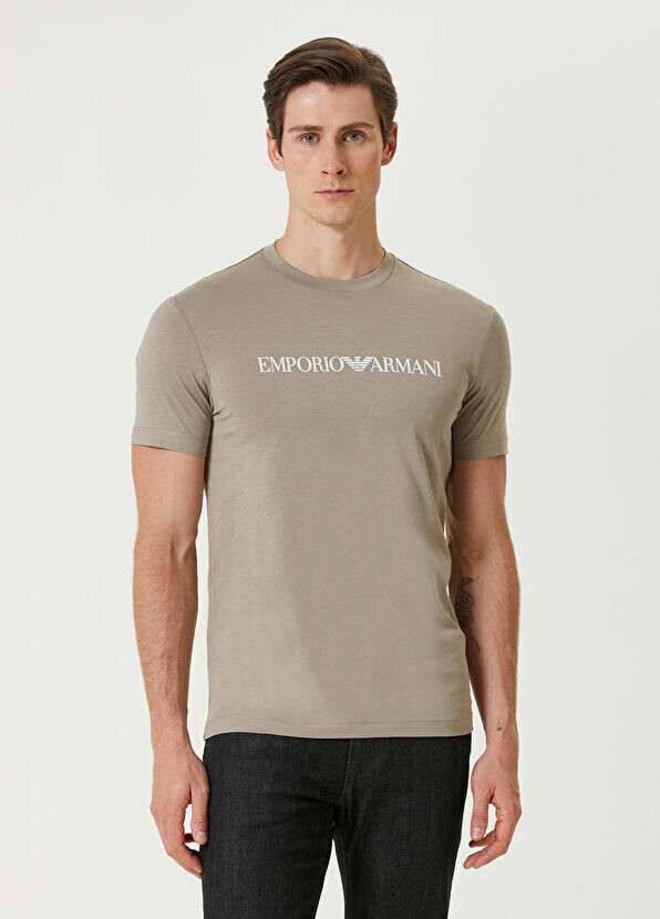 

Футболка с логотипом Emporio Armani, бежевый