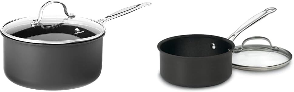 

Cuisinart 6193-20 Chef's Classic с антипригарным покрытием, 3 литра, кастрюля с твердым анодированным покрытием, кастрюля с крышкой и 619-18, кастрюля с твердым анодированным покрытием с антипригарным покрытием, 2 литра, кастрюля с крышкой