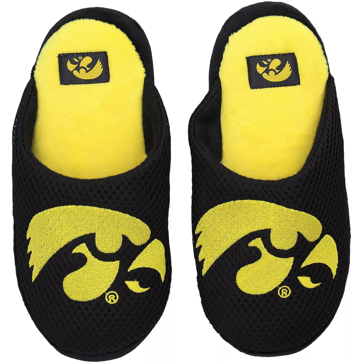 

Молодежные тапочки из сетки с цветными блоками и большим логотипом FOCO Iowa Hawkeyes Unbranded