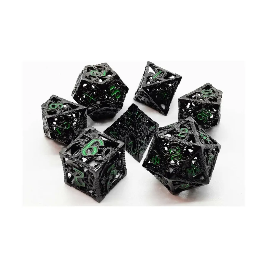 

Полые кубики дракона — черные с зеленым (7), Hollow Dice