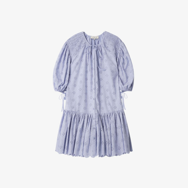 Платье мини allegra из английской вышивки с вышивкой Malina, цвет azure