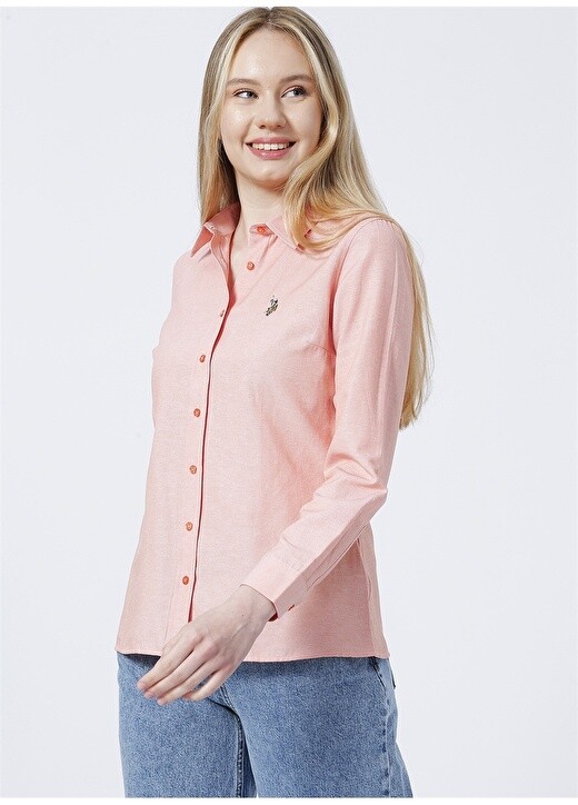 

Woxcolor22 года. Облегающая однотонная розовая женская рубашка U.S. Polo Assn.
