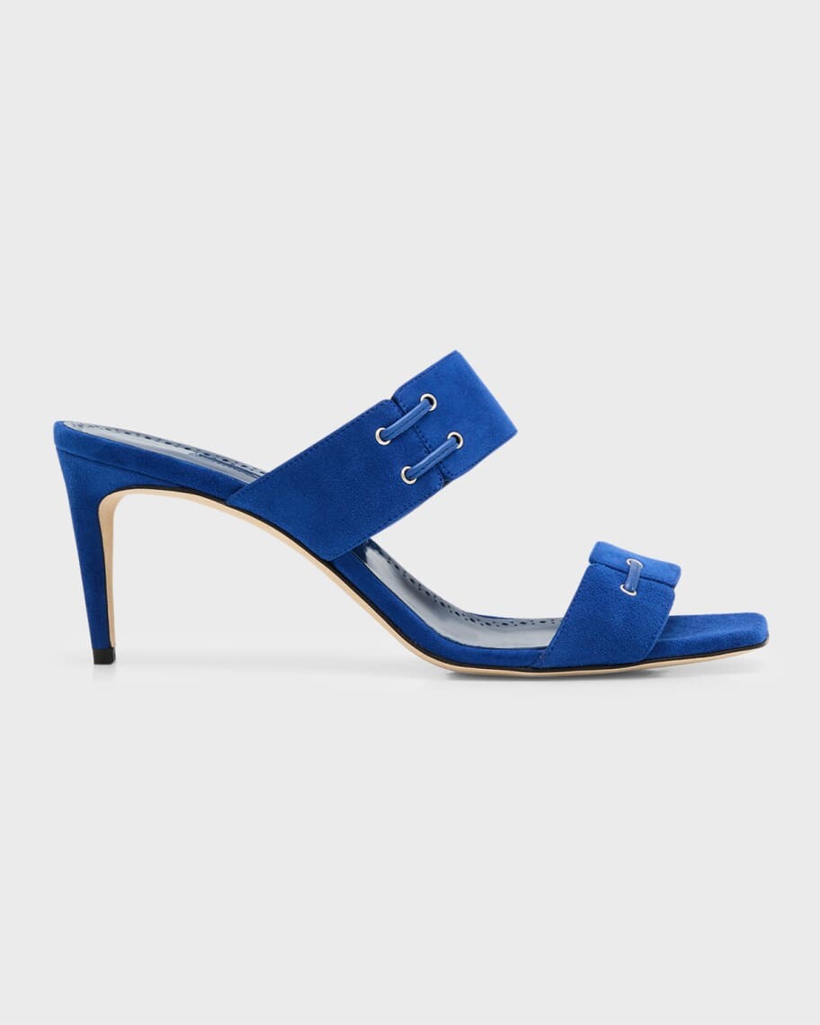 

Замшевые шлепанцы Nebre с двумя ремешками и люверсами Manolo Blahnik