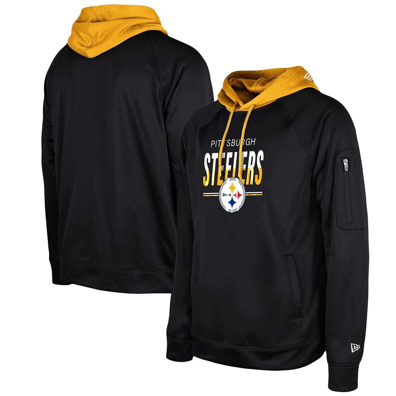 

Мужской черный пуловер с капюшоном New Era Pittsburgh Steelers 2023 NFL Training Camp реглан