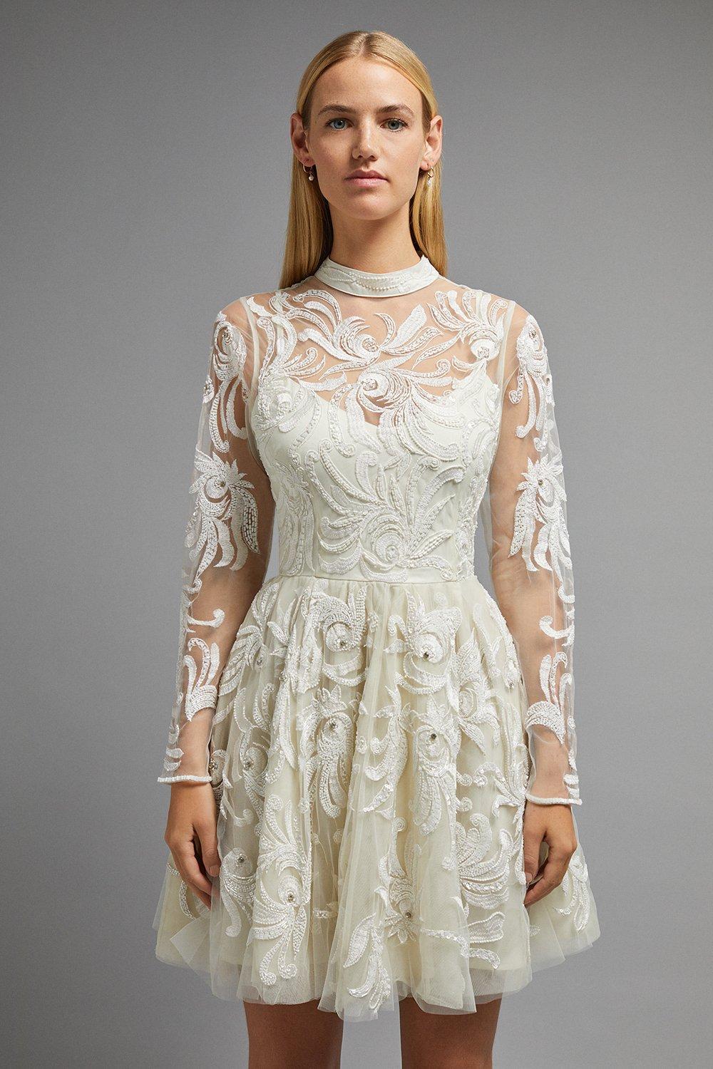 Украшенное мини-платье премиум-класса Ls Coast, белый
