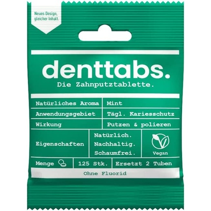 цена Таблетки зубной пасты Stevia Mint без фтора, 125 таблеток, Denttabs