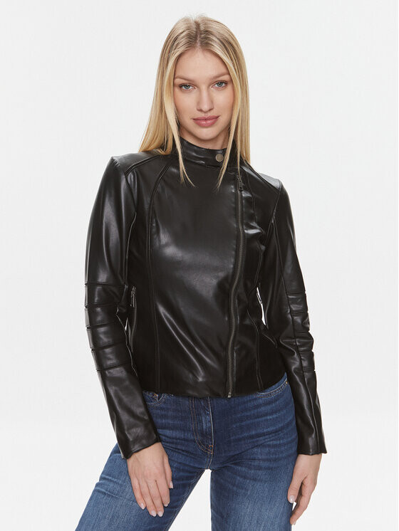 

Кожаная куртка стандартного кроя Guess, черный