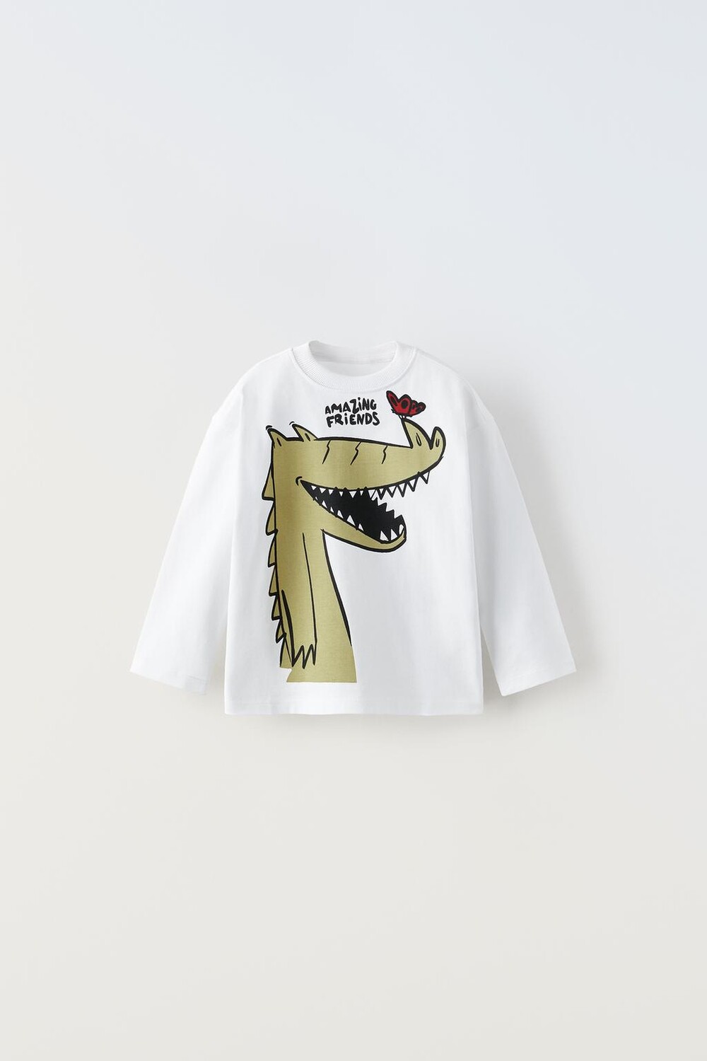 

Футболка с животным принтом ZARA, белый