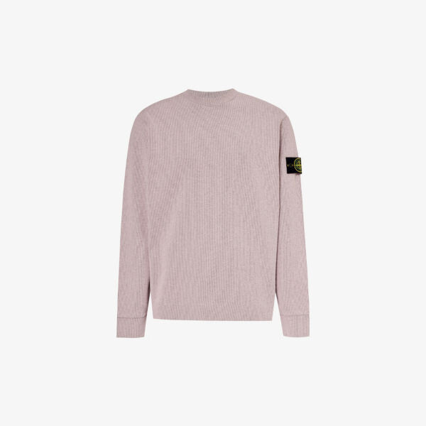 

Толстовка из смесового хлопка в рубчик с логотипом Stone Island, розовый