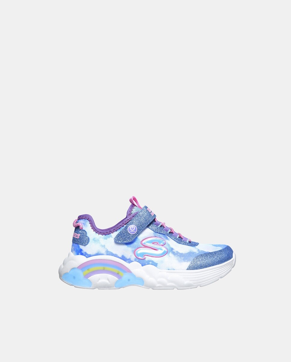 

Полукеды для девочек S Lights Rainbow Racer с подсветкой Skechers, светло-синий