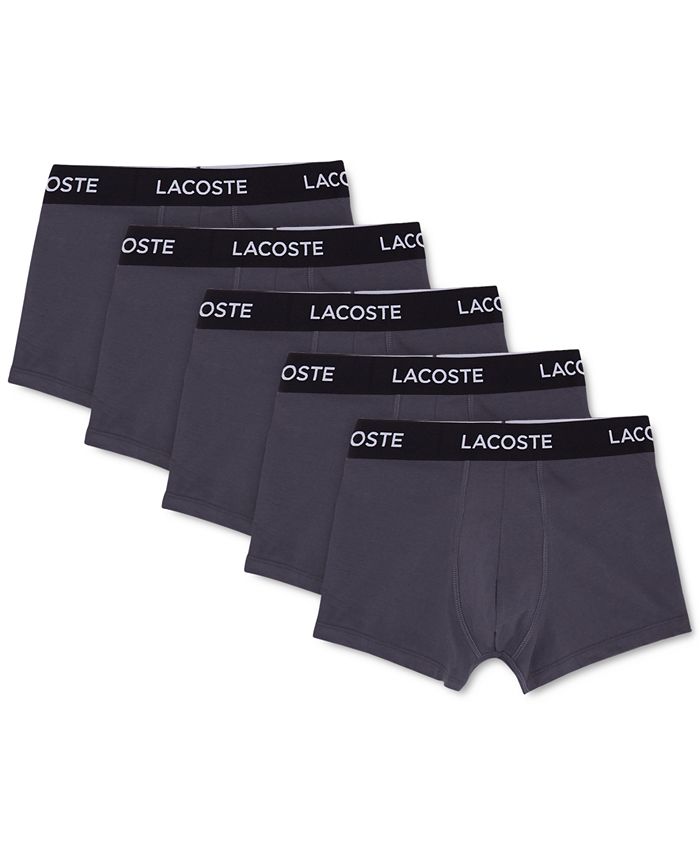 Комплект мужского хлопкового нижнего белья из 5 предметов Lacoste, черный цена и фото