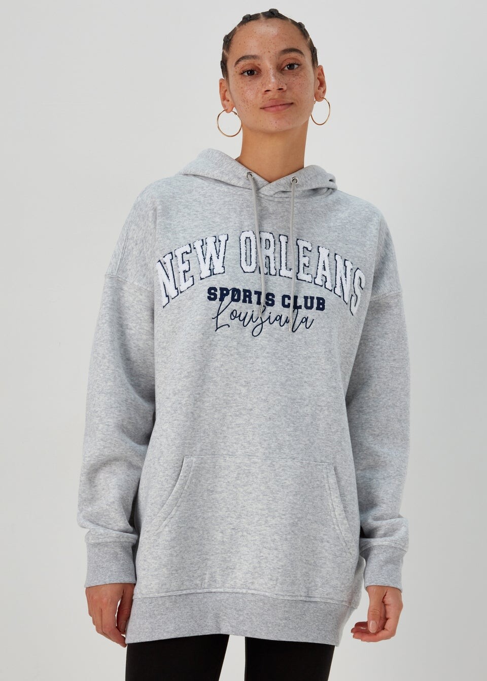 

Серый худи Marl New Orleans Co Ord Papaya, серебрянный
