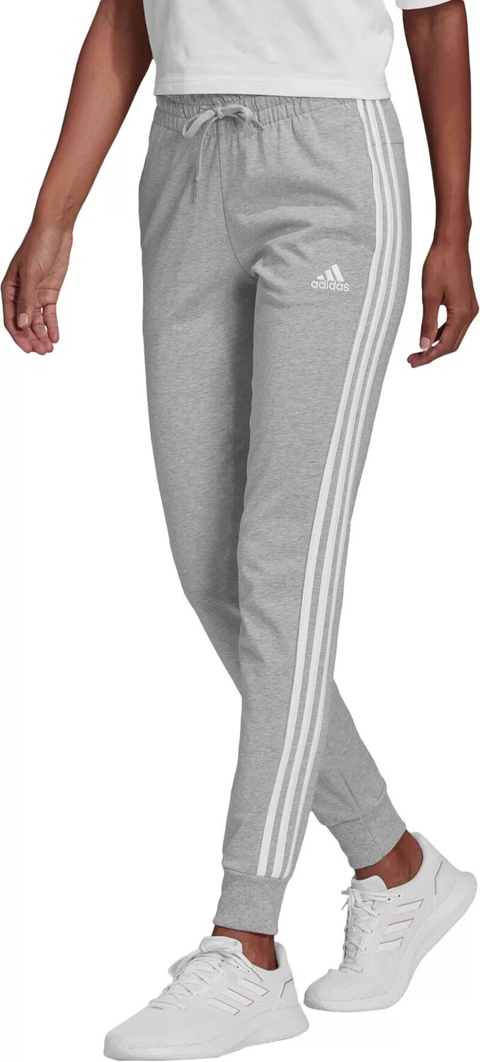 

Adidas Женские брюки-джоггеры из одинарного джерси с 3 полосками Essentials, Серый