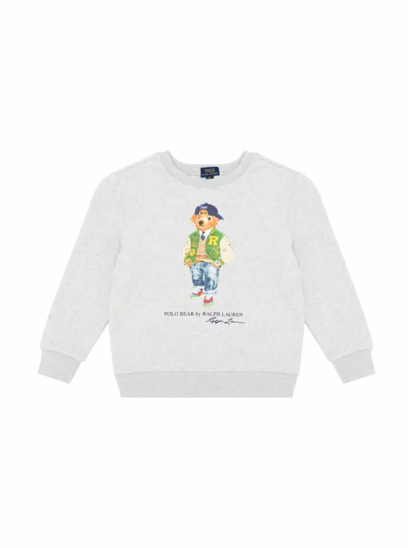 Хлопковый свитшот Polo Bear Ralph Lauren, серый