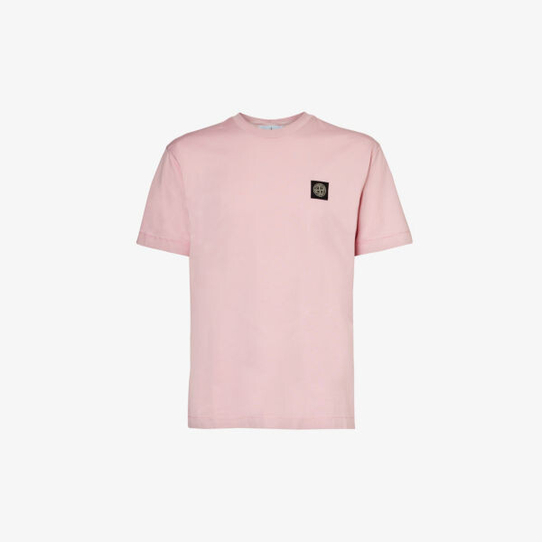 

Футболка из хлопкового джерси с круглым вырезом и фирменной нашивкой Stone Island, розовый