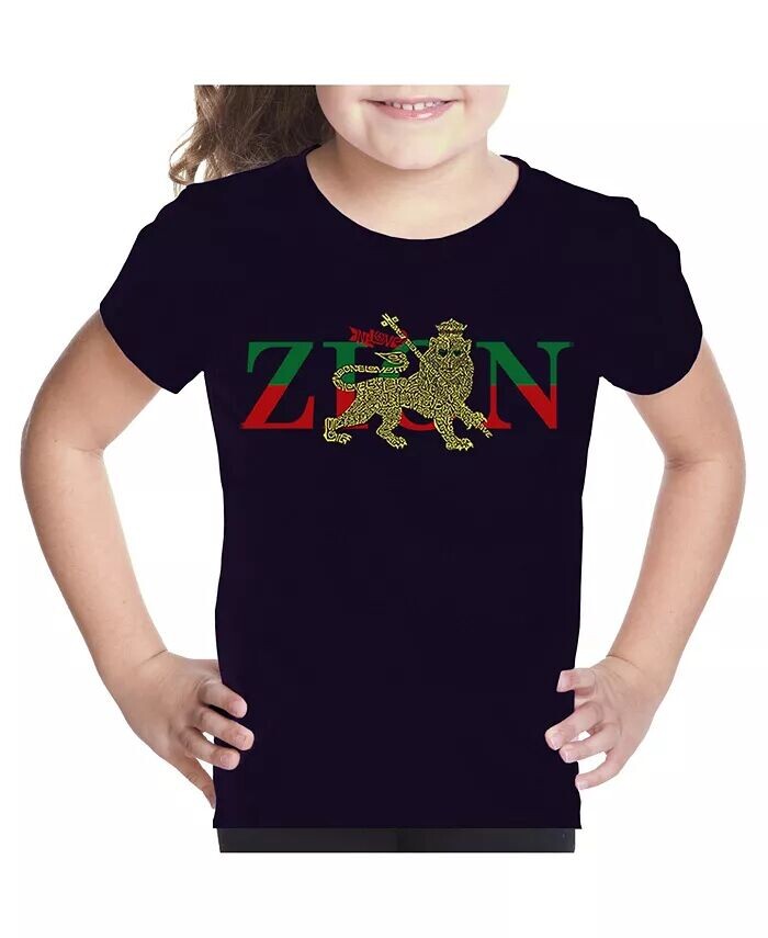 

Футболка с надписью для девочек - Zion - One Love La Pop Art, черный