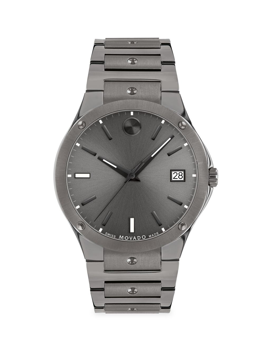 

Часы с браслетом из нержавеющей стали с PVD-покрытием SE Movado, серый