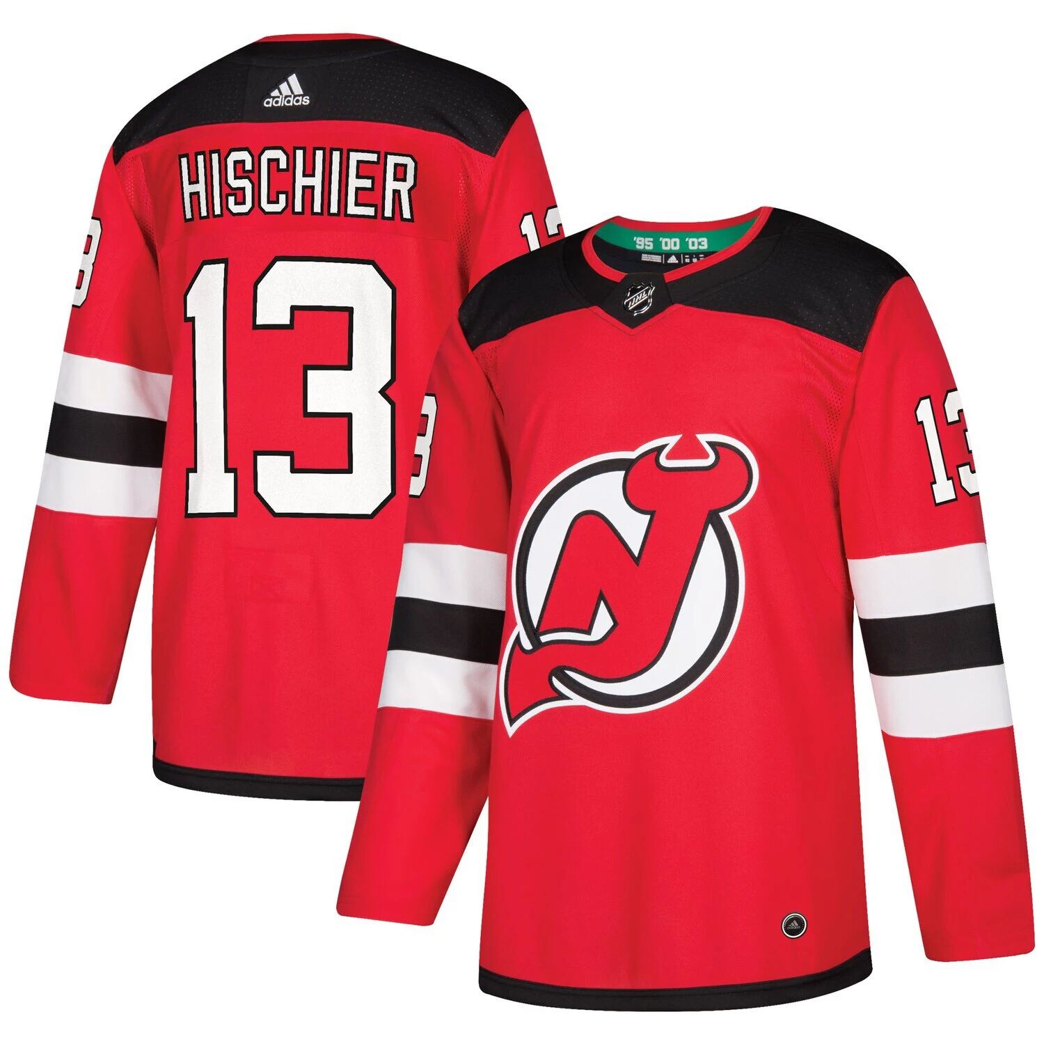 

Мужская красная майка Нико Хишира New Jersey Devils Authentic Player adidas, Красный