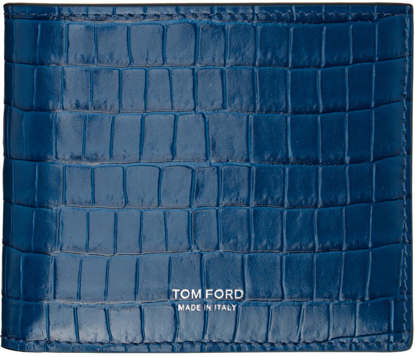 

Синий кошелек с тиснением под крокодила TOM FORD