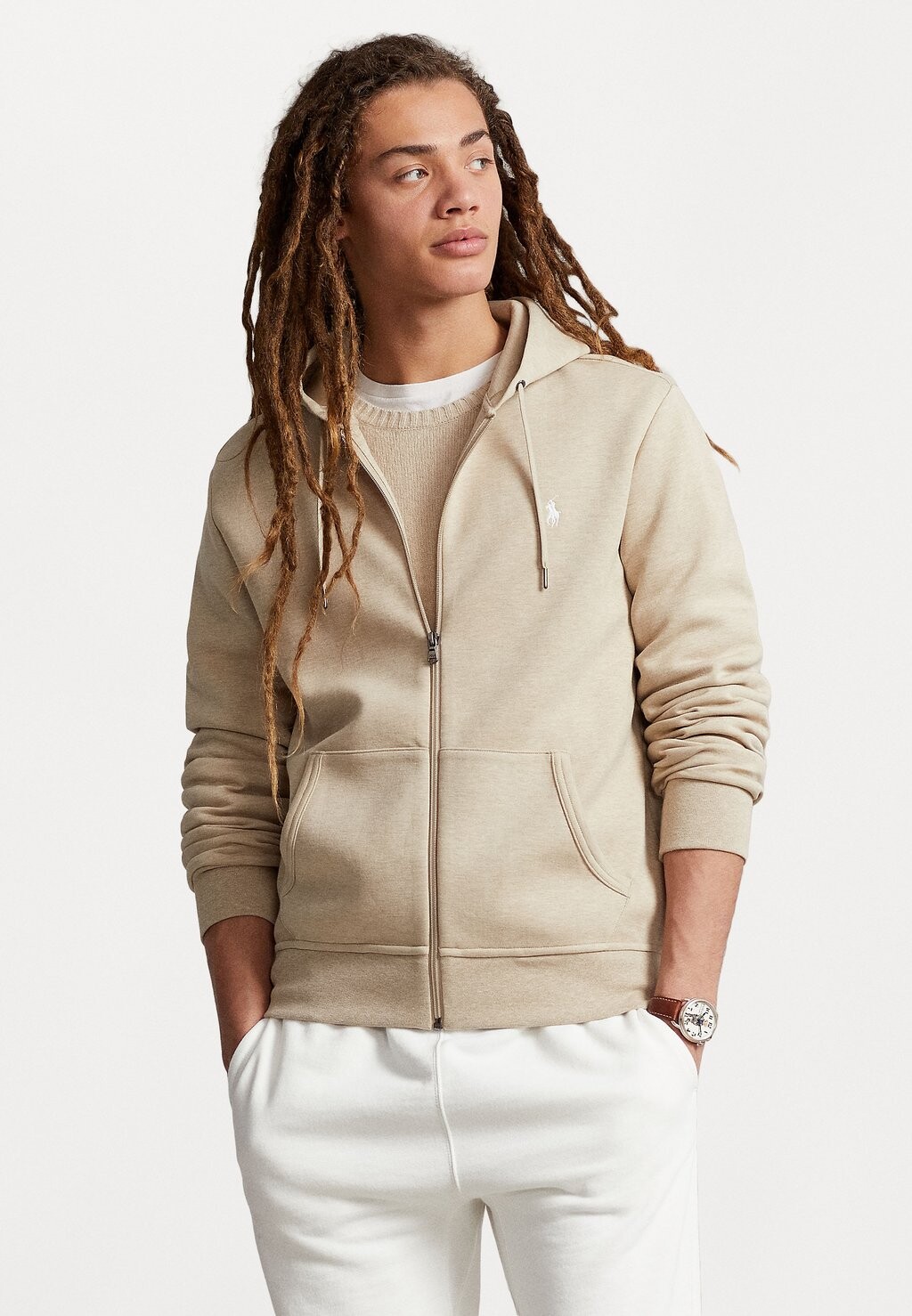 

Толстовка на молнии Polo Ralph Lauren Long Sleeve, бежевый, Серый