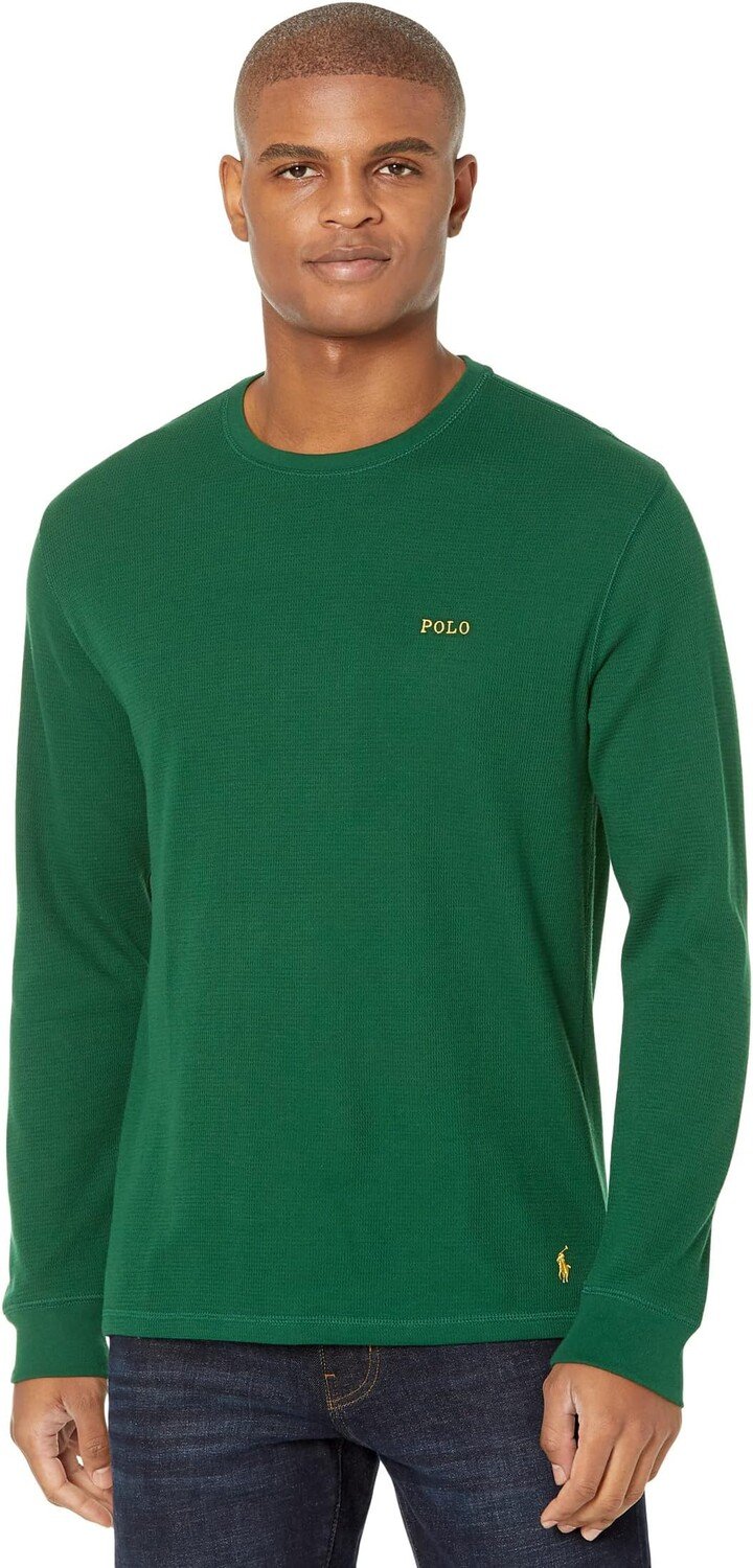 

Вафельный свитер с длинными рукавами Polo Ralph Lauren, цвет Holiday Green Gold Logo/PP