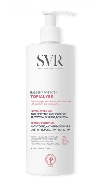 SVR Topialyse Baume Protect+ лосьон для тела, 400 ml защитный и успокаивающий бальзам для лица и тела svr baume protect 400 мл