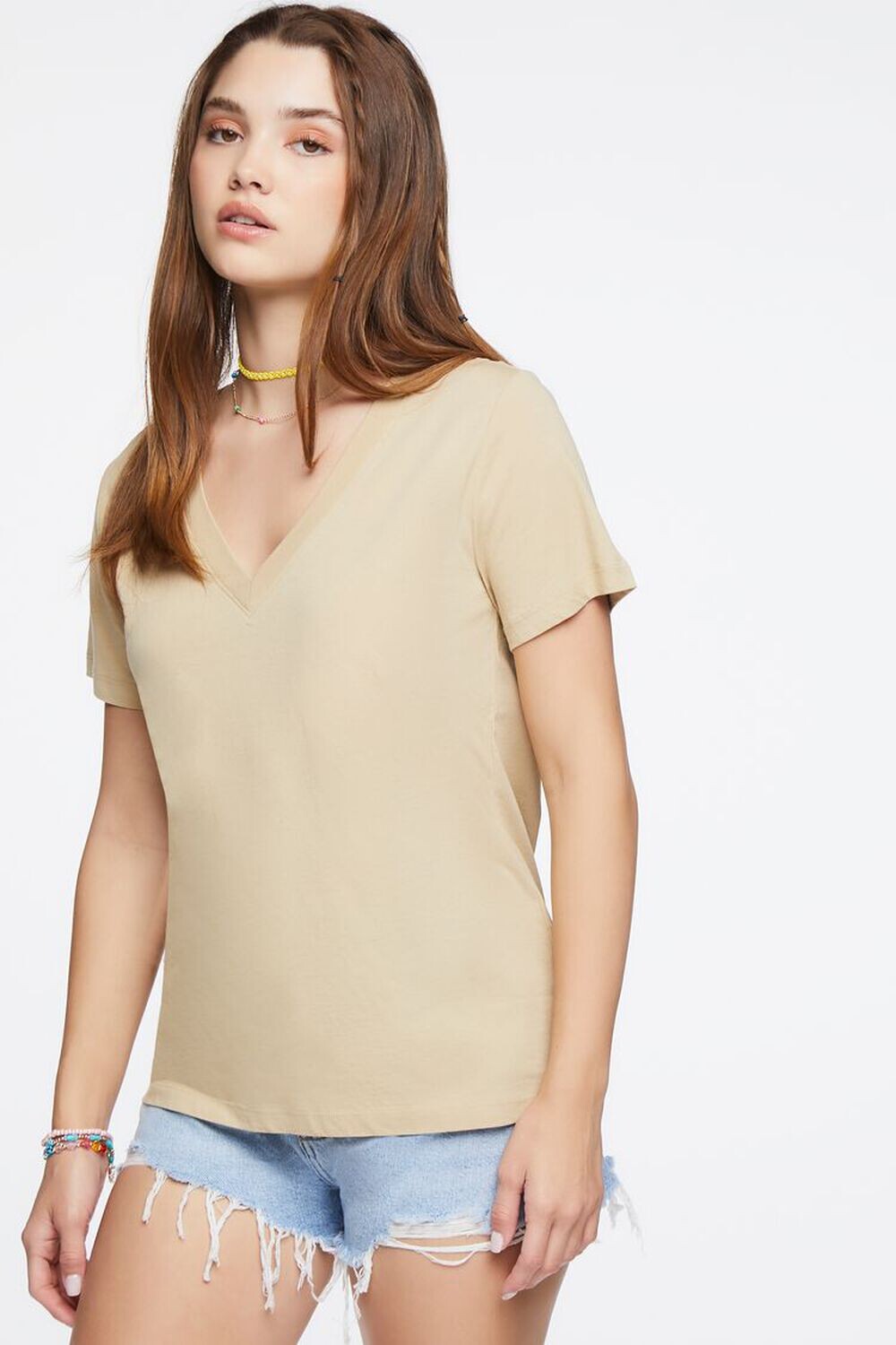 

Базовая футболка из органического хлопка Forever 21, капучино