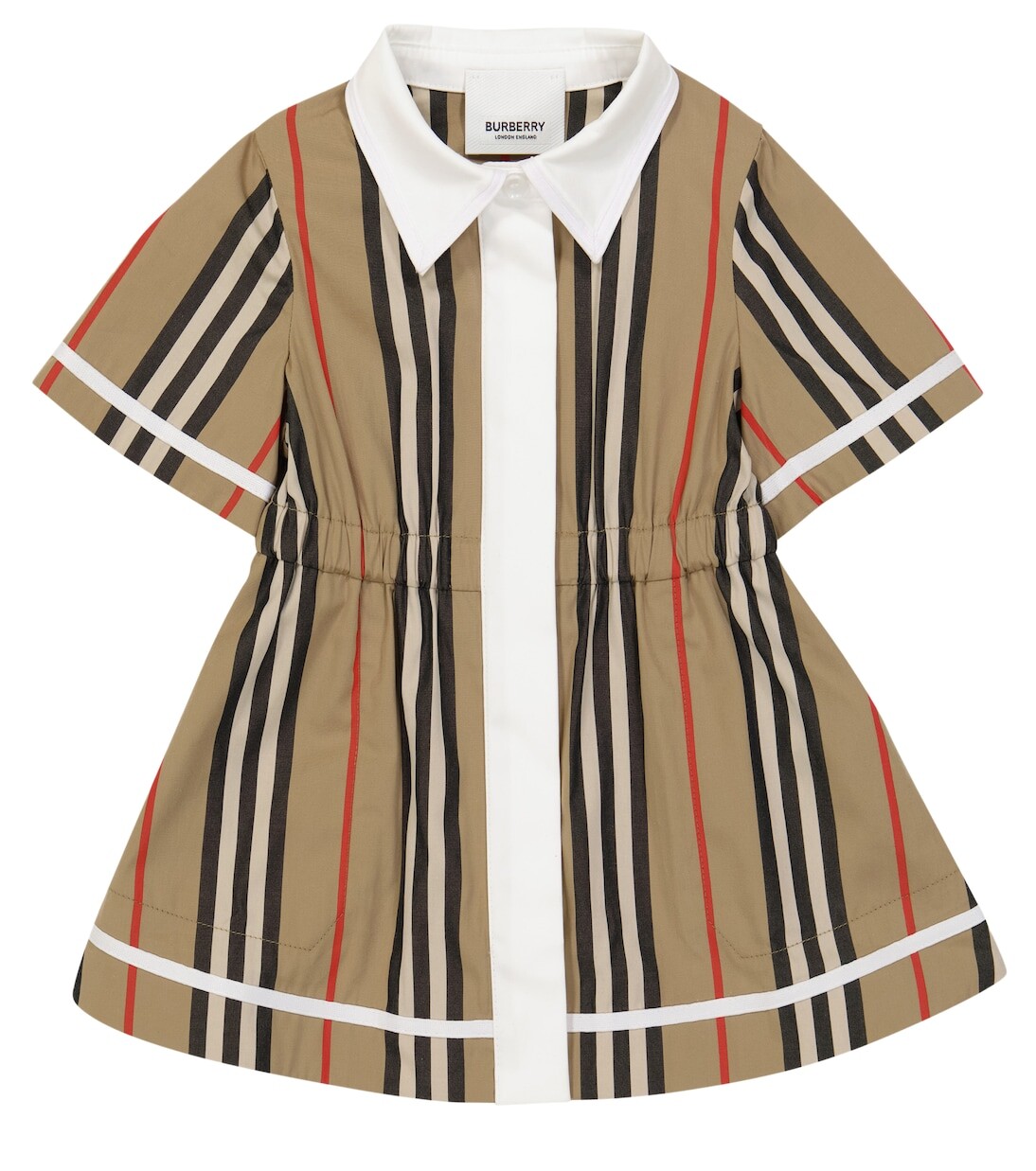 

Хлопковое платье в полоску для малышей Burberry Kids, бежевый