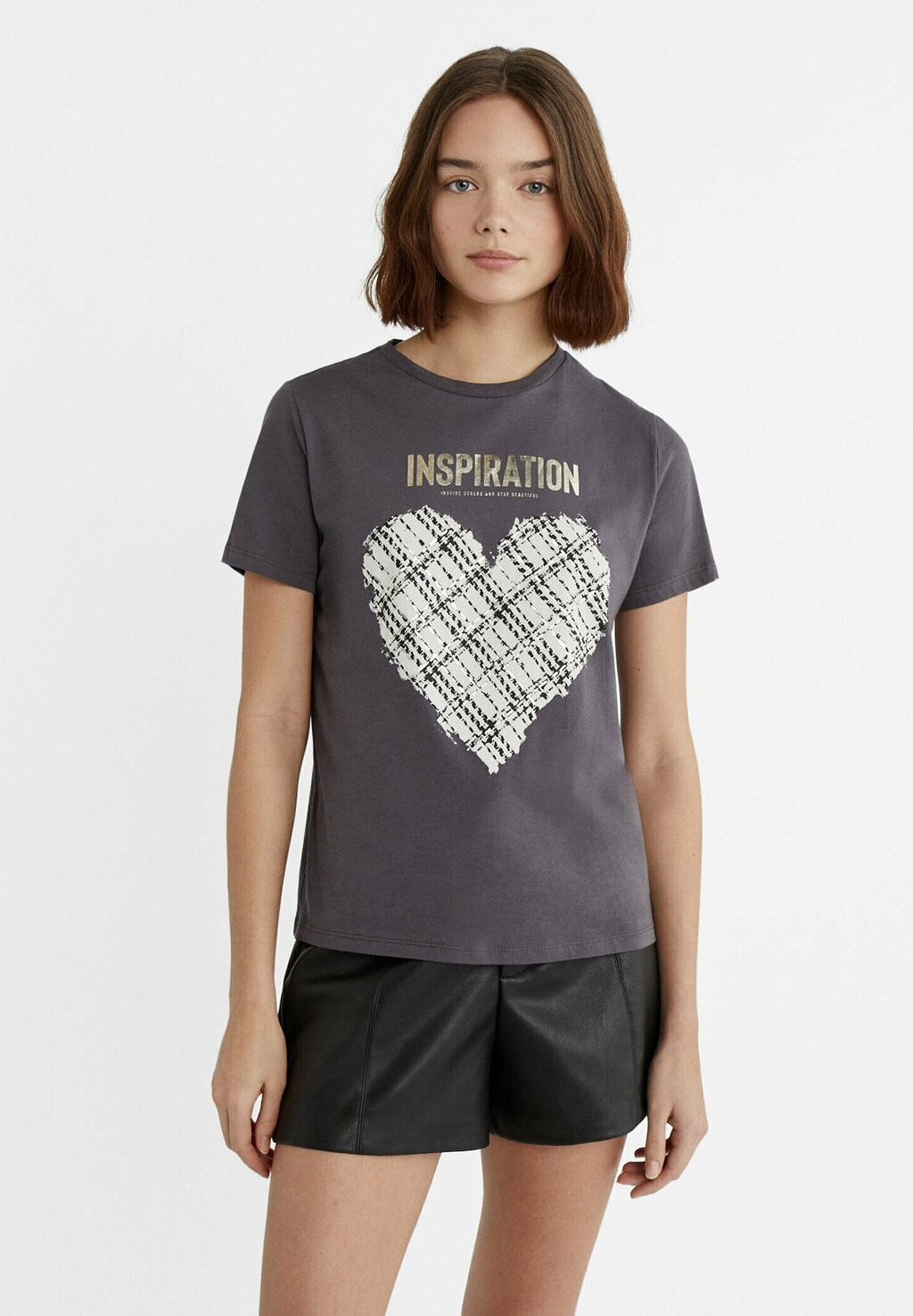 

Футболка с принтом PRINTED Stradivarius, цвет dark grey