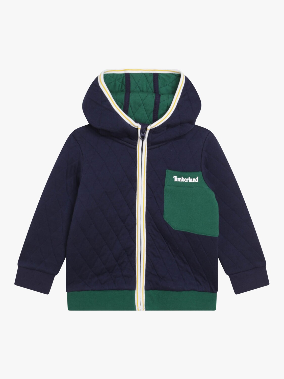 

Стеганый кардиган с капюшоном и логотипом Timberland Baby, темно-синий