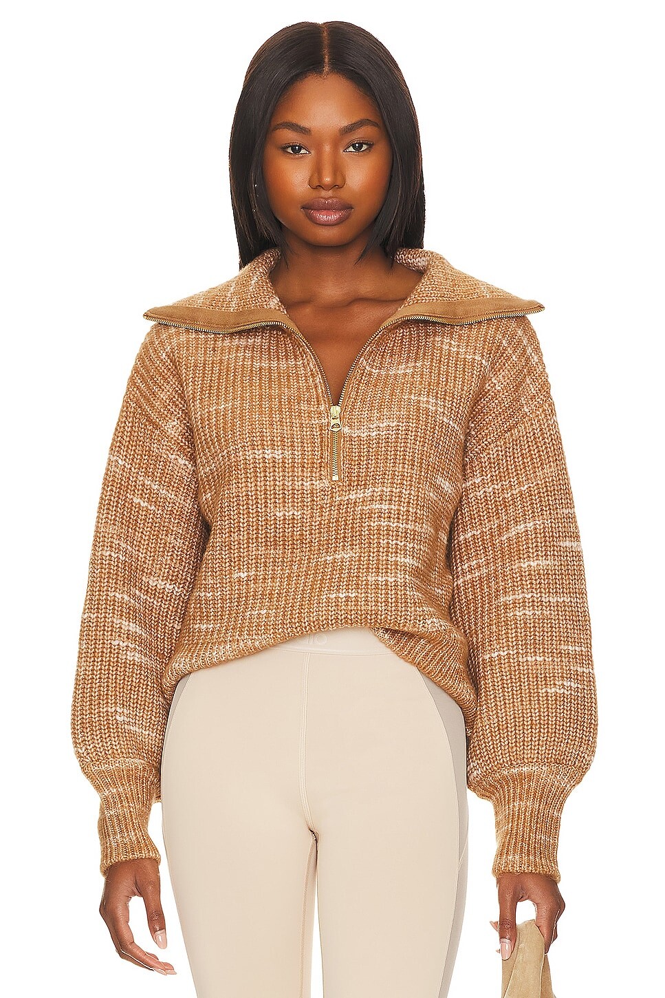 

Свитер Varley Ridley Dalmation Half Zip, цвет Golden Bronze & Egret