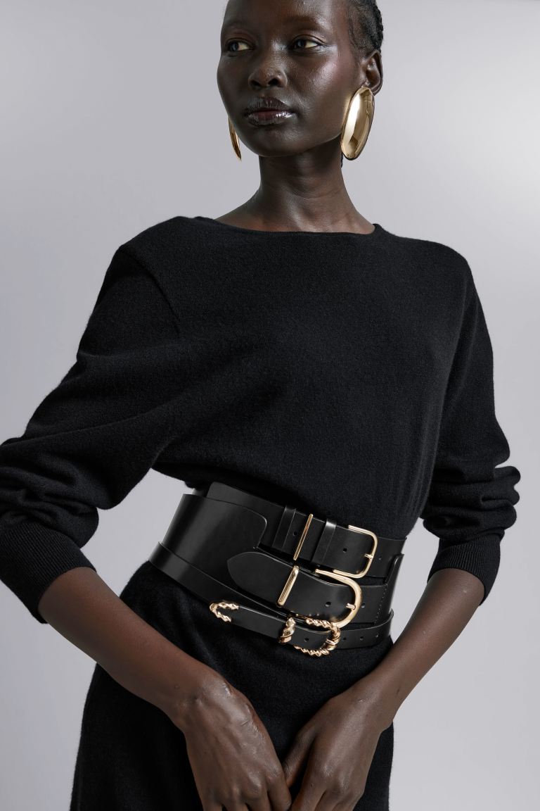 Трикотажное платье из мериносовой шерсти H&M, черный