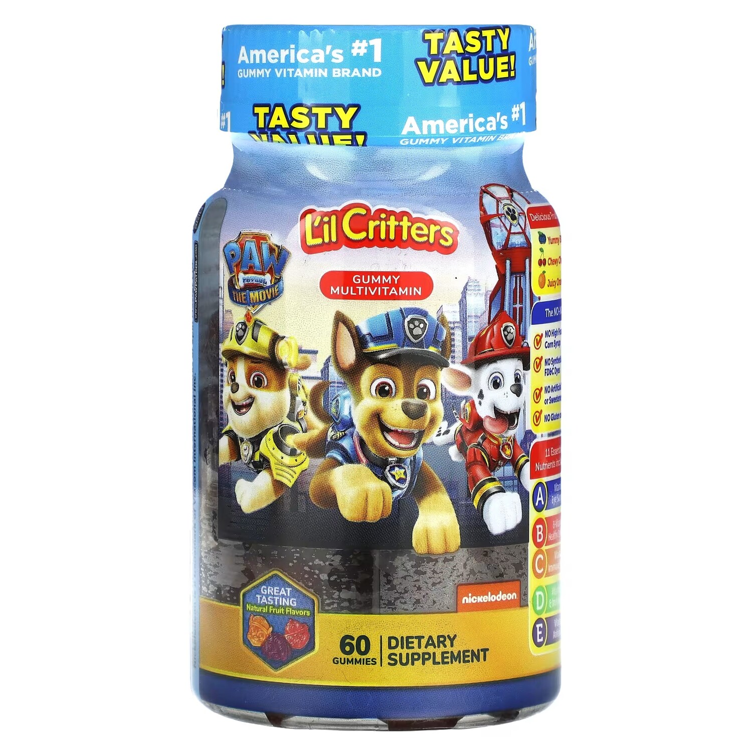 

Мультивитамины L'il Critters Paw Patrol The Movie с натуральными фруктами, 60 жевательных конфет