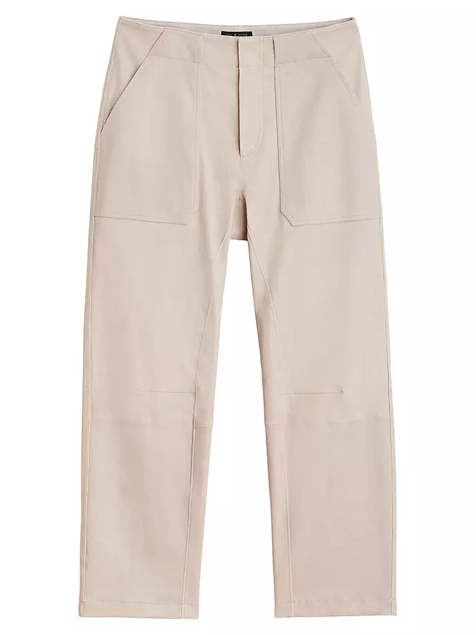 

Кожаные брюки прямого кроя со средней посадкой Rag & Bone, цвет stone