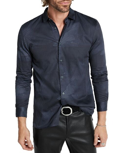 

Хлопковая рубашка узкого кроя на пуговицах Ross John Varvatos, цвет Blue