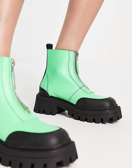 

Осенние зеленые ботинки на молнии с квадратным носком ASOS DESIGN, Зеленый