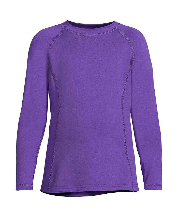 Детское термобелье для девочек, длинное нижнее белье, рубашка с круглым вырезом Thermaskin Lands' End, фиолетовый