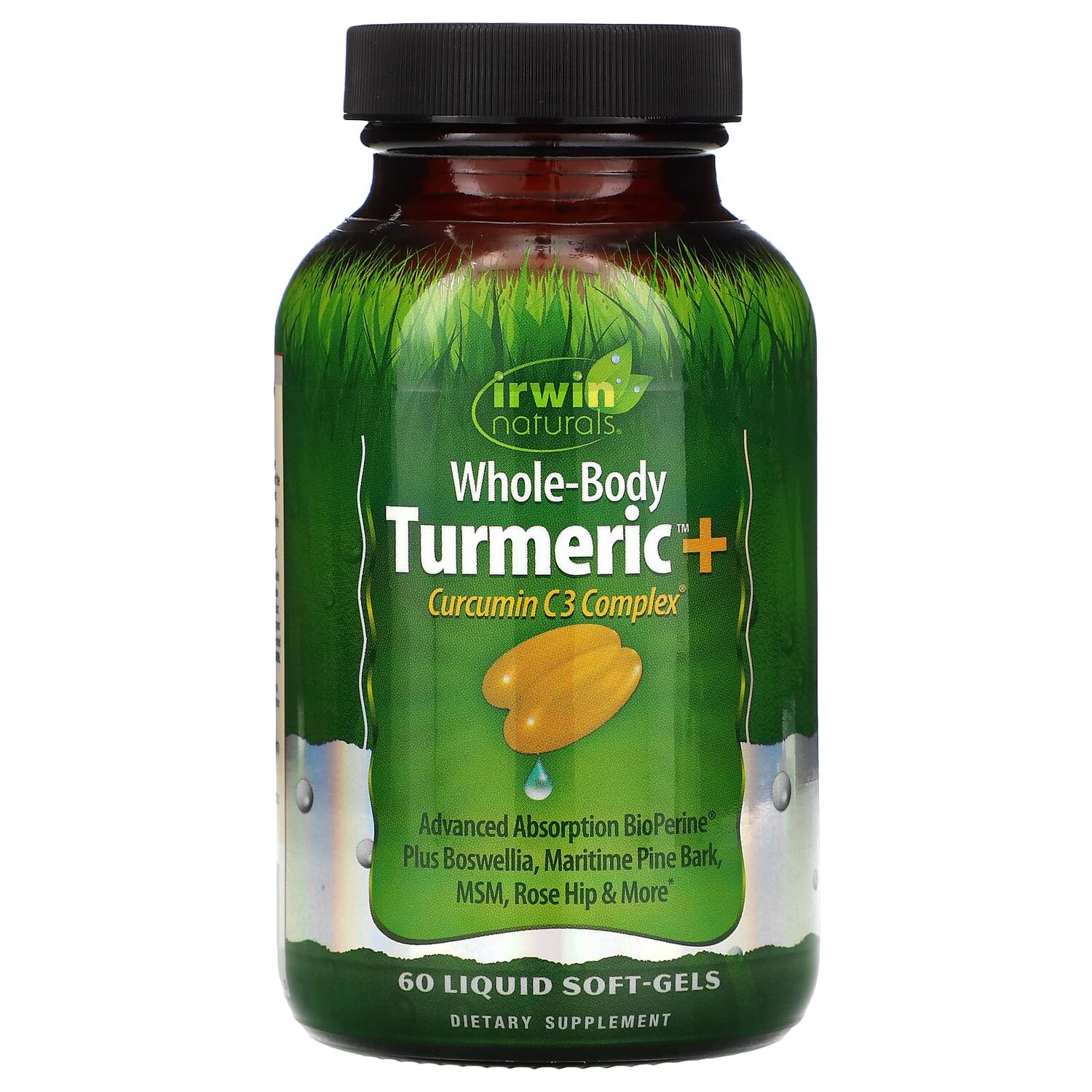

Whole-Body Turmeric+, куркума, 60 капсул с жидкостью, Irwin Naturals