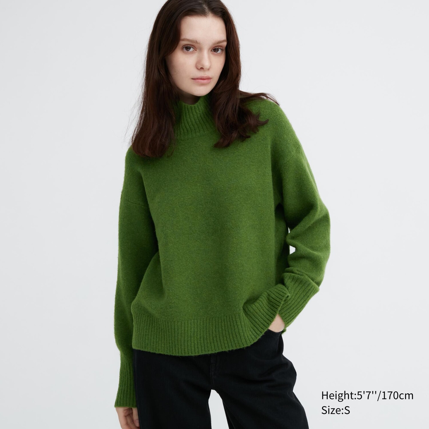 

Свитер Uniqlo женский с высоким воротом, зеленый