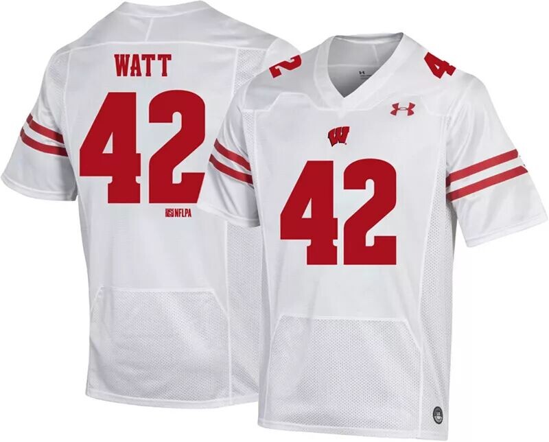 

Under Armour Youth Wisconsin Badgers T.J. Watt #42 Белая копия футбольной майки