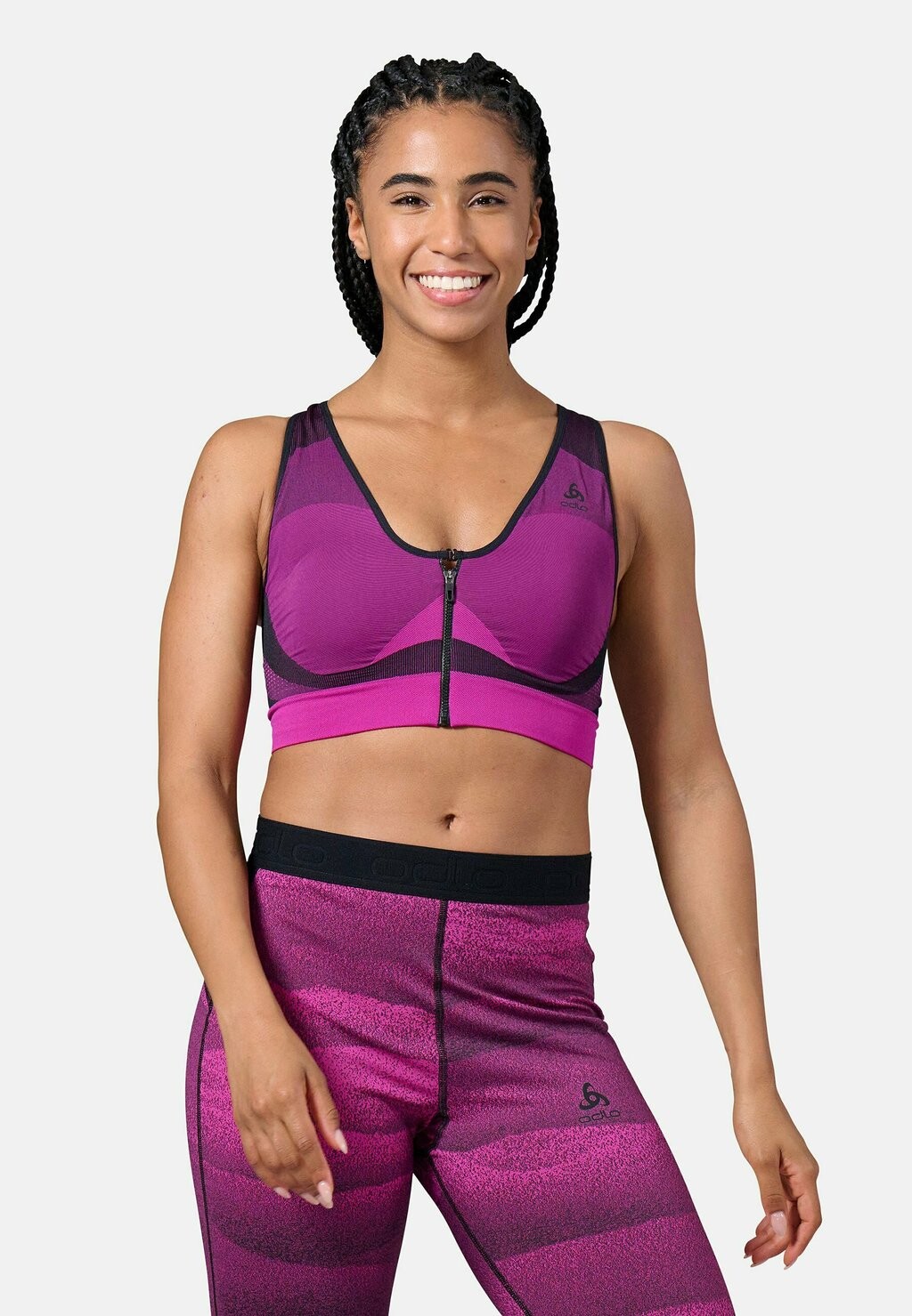 

Спортивный бюстгальтер с сильной поддержкой ODLO, цвет black festival fuchsia