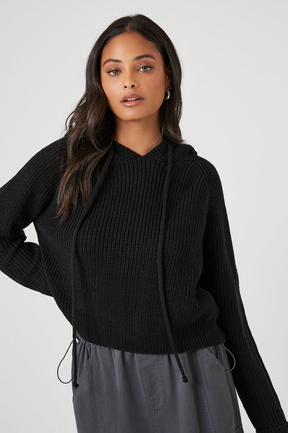 

Толстовка косой вязки на шнурке Forever 21, черный